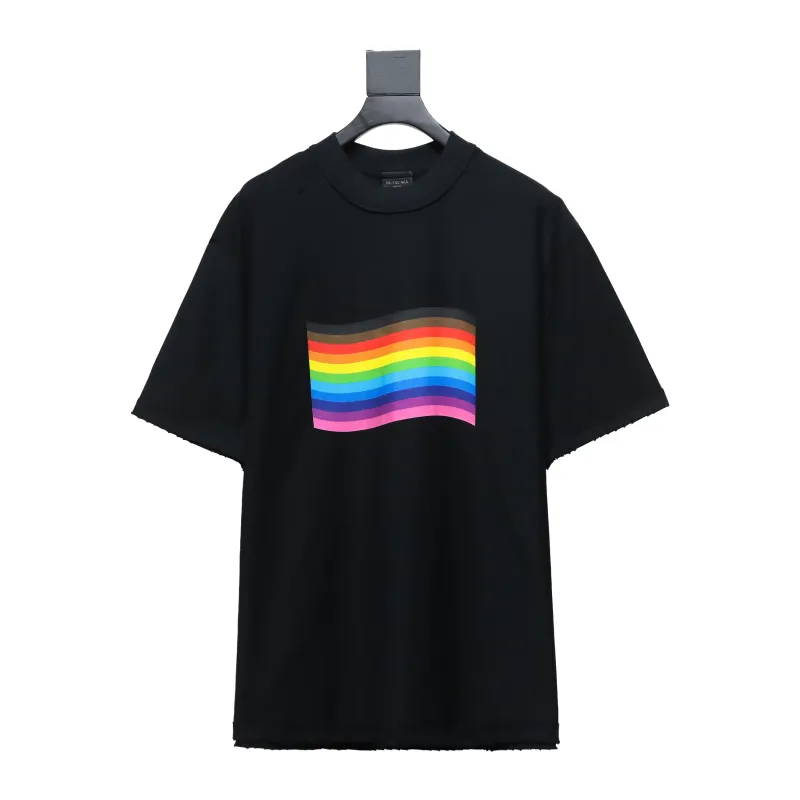 Balenciaga BLCG 24ss reverse wear rainbow stripe print T-Shirts T-Shirts 2