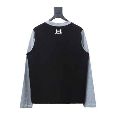 BALENCIAGA co-branded Under Armour front and back embroidered color-blocked long-sleeved T-shirt 02