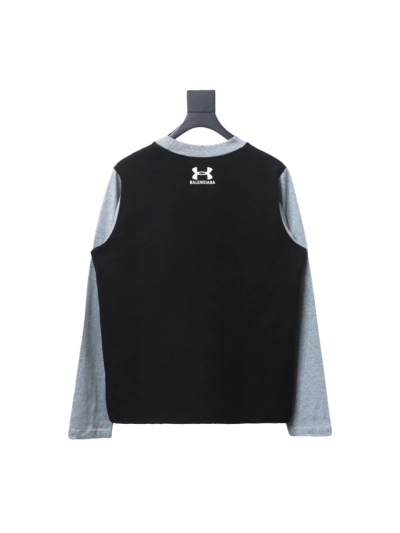  BALENCIAGA co-branded Under Armour front and back embroidered color-blocked long-sleeved T-shirt 02