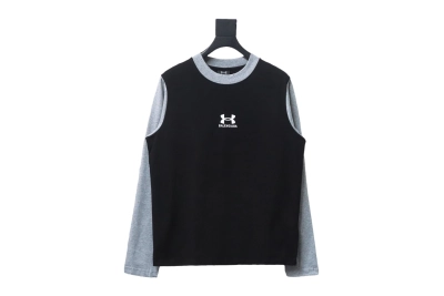  BALENCIAGA co-branded Under Armour front and back embroidered color-blocked long-sleeved T-shirt 01