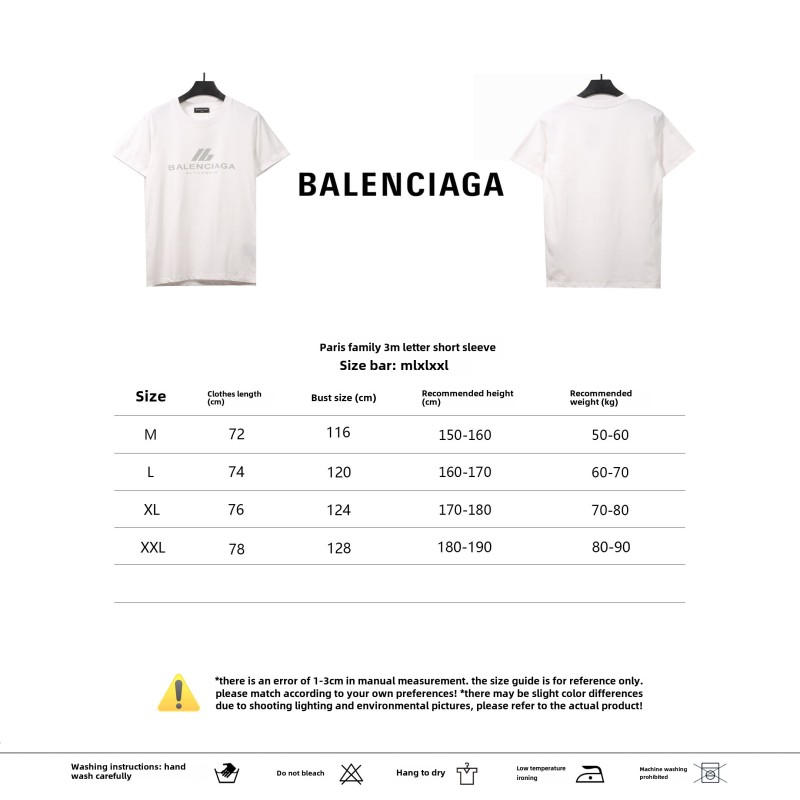  Balenciage 3M letter T-shirts white