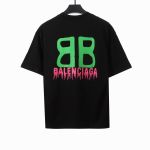 Balenciage chest double B print T-Shirts black