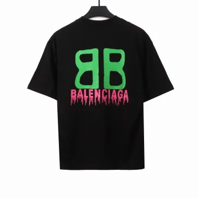  Balenciage chest double B print T-Shirts black 02