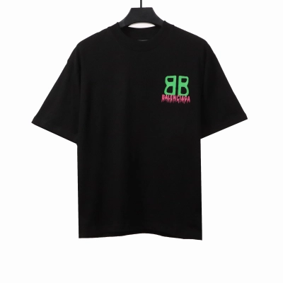 Balenciaga chest double B print T-Shirts black 01