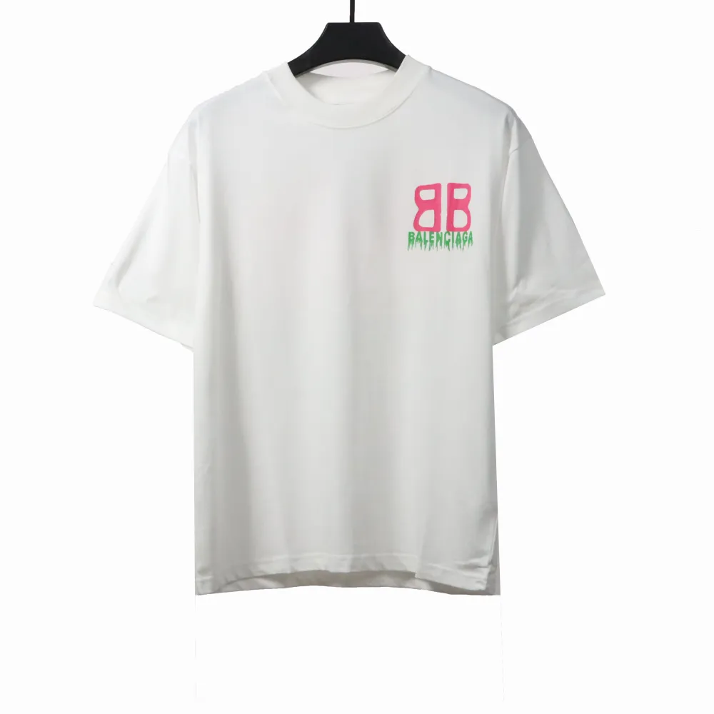 Balenciage chest double B print T-Shirts white
