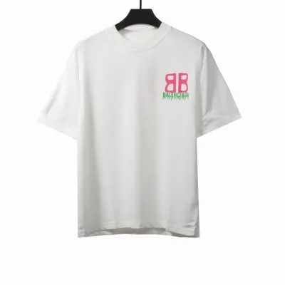 Balenciage chest double B print T-Shirts white 01
