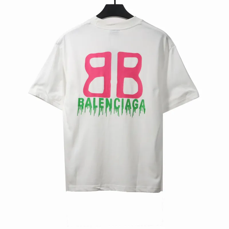Balenciage chest double B print T-Shirts white