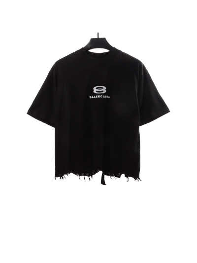 Balenciaga classic embroidered small label T-Shirts black 01
