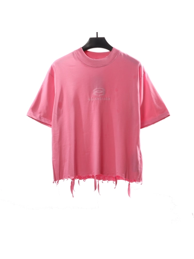 Balenciaga classic embroidered small label T-Shirts pink 02