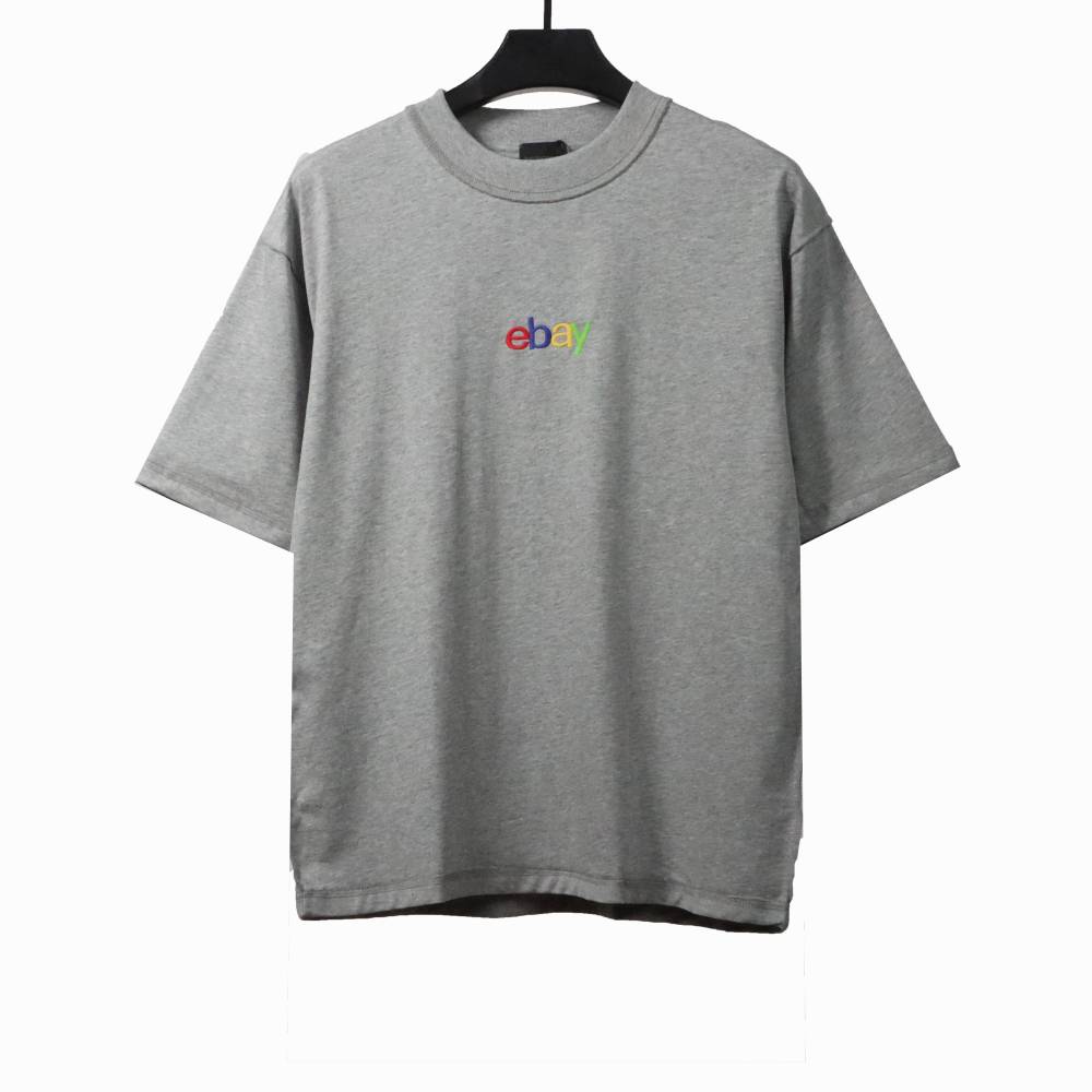 Balenciaga co-branded eBay embroidered letter T-Shirts gray