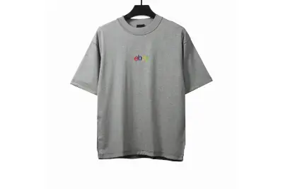 Balenciaga co-branded eBay embroidered letter T-Shirts gray 01