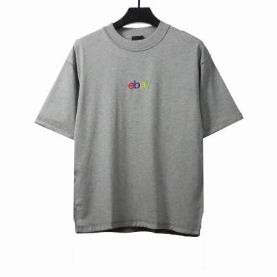 Balenciaga co-branded eBay embroidered letter T-Shirts gray 01