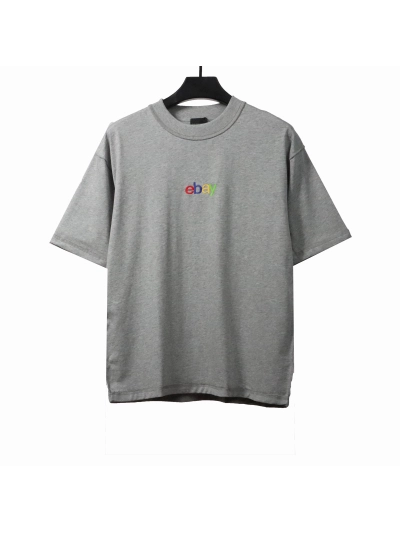 Balenciaga co-branded eBay embroidered letter T-Shirts gray 01