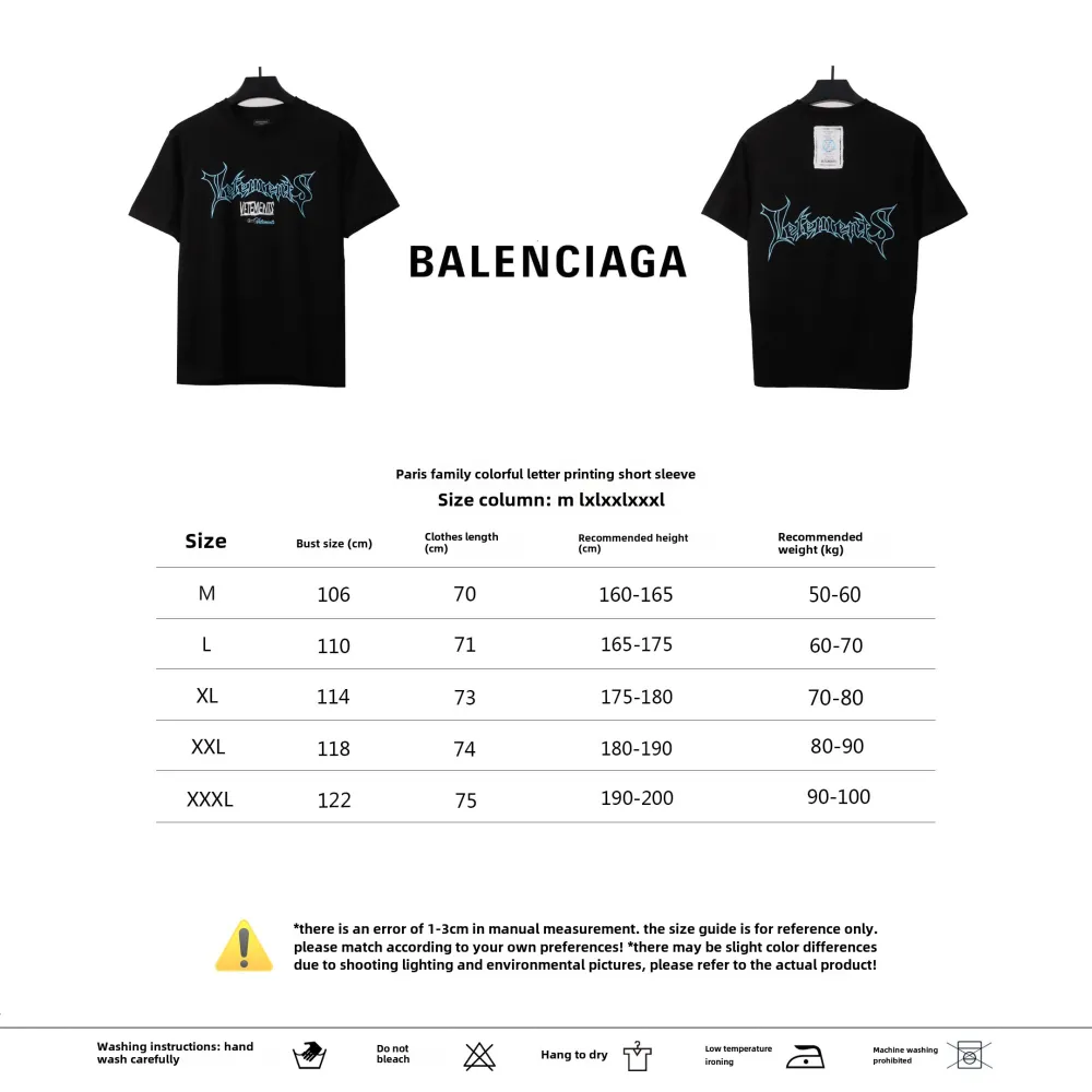  Balenciage colorful letter print T-Shirts