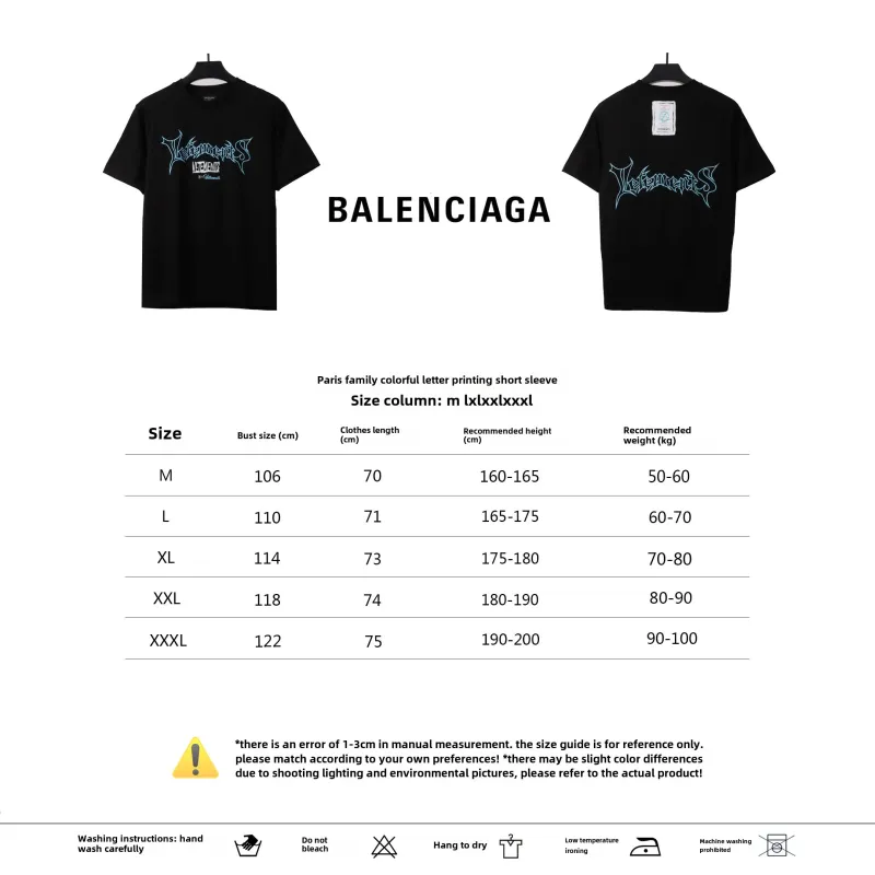  Balenciage colorful letter print T-Shirts
