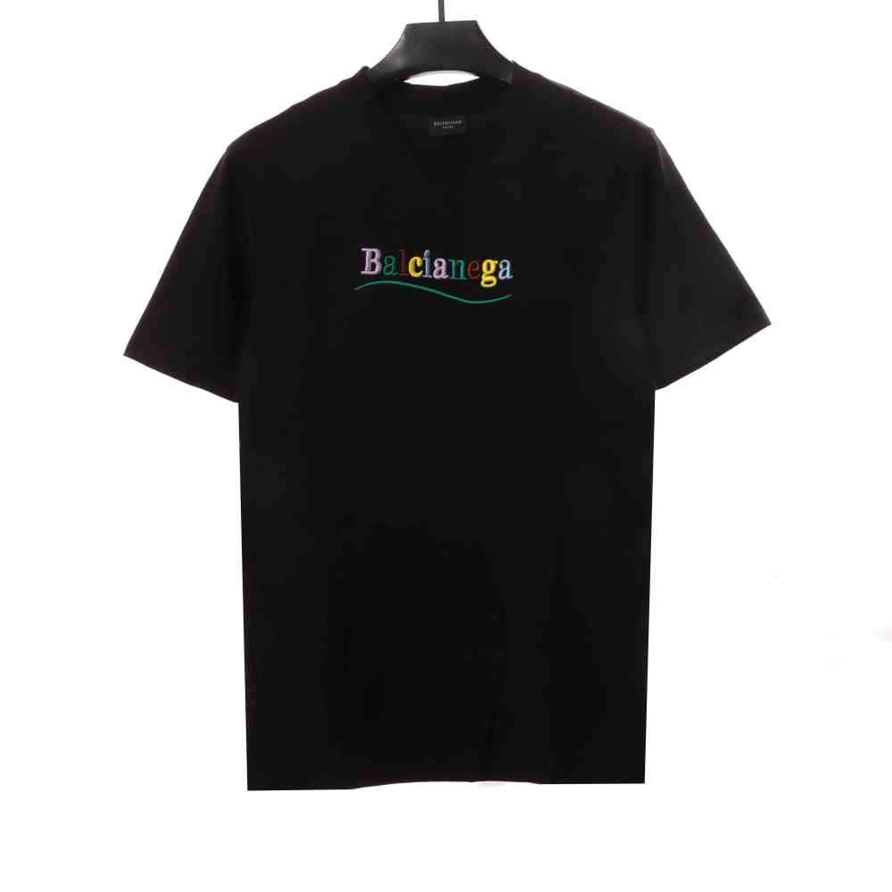  Balenciage Colorful Letters Coke Embroidered T-Shirts