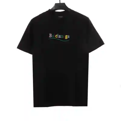  Balenciage Colorful Letters Coke Embroidered T-Shirts 01