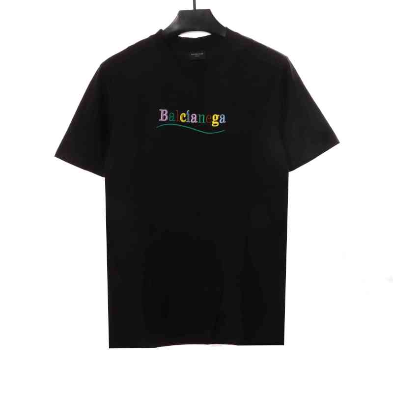  Balenciage Colorful Letters Coke Embroidered T-Shirts