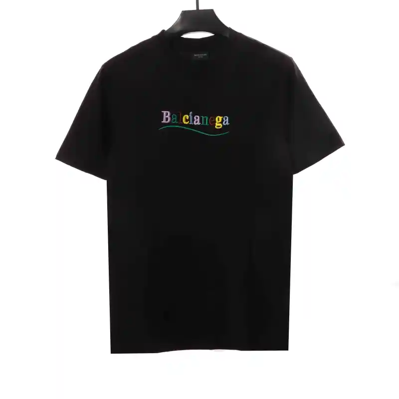  Balenciage Colorful Letters Coke Embroidered T-Shirts