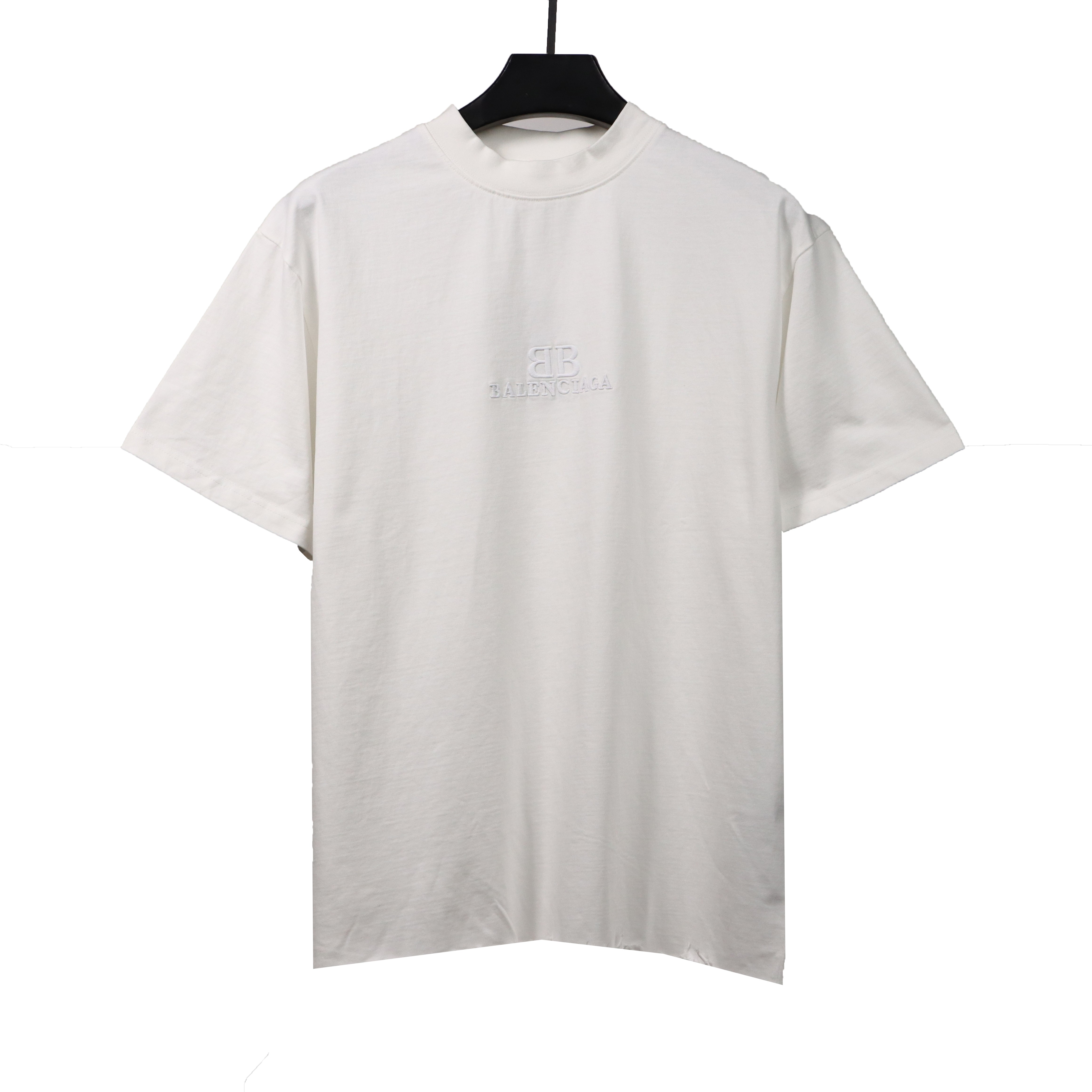Balenciaga damaged hem tassel double B embroidered T-Shirts 1