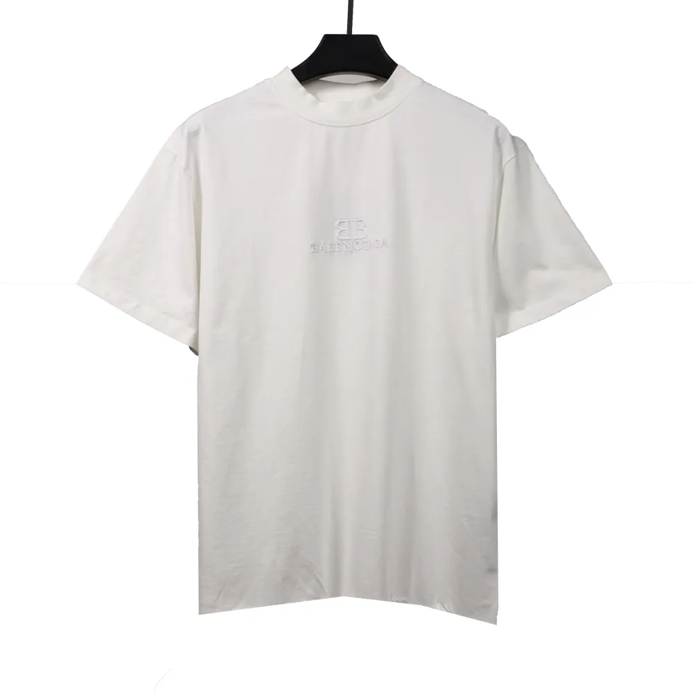  Balenciage damaged hem tassel double B embroidered T-Shirts 1