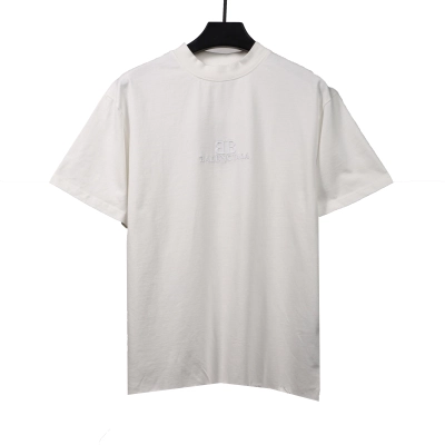 Balenciaga damaged hem tassel double B embroidered T-Shirts 1 01