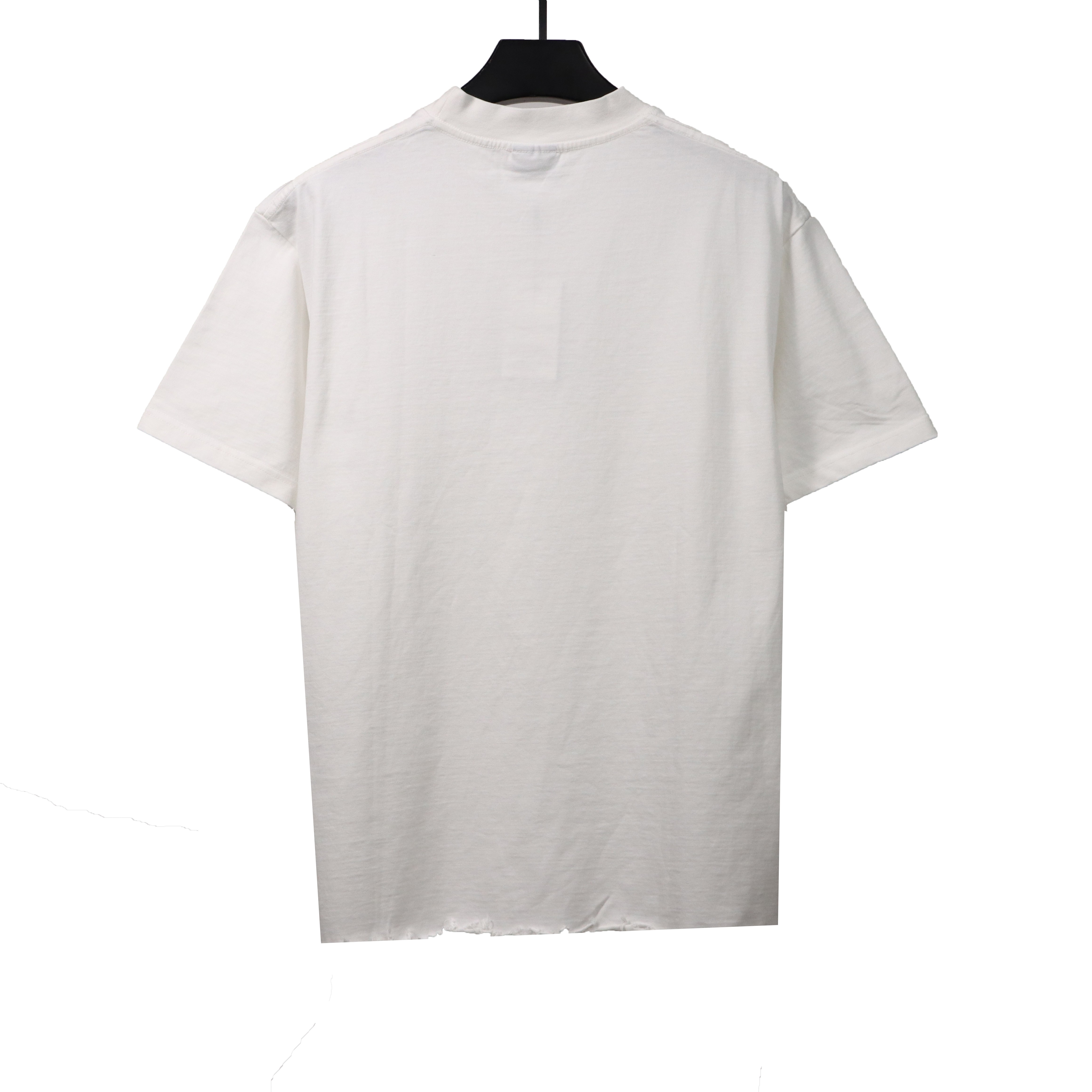 Balenciaga damaged hem tassel double B embroidered T-Shirts 1