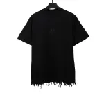 Balenciage damaged hem tassel double B embroidered T-Shirts 2