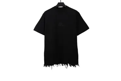 Balenciaga damaged hem tassel double B embroidered T-Shirts 2 01