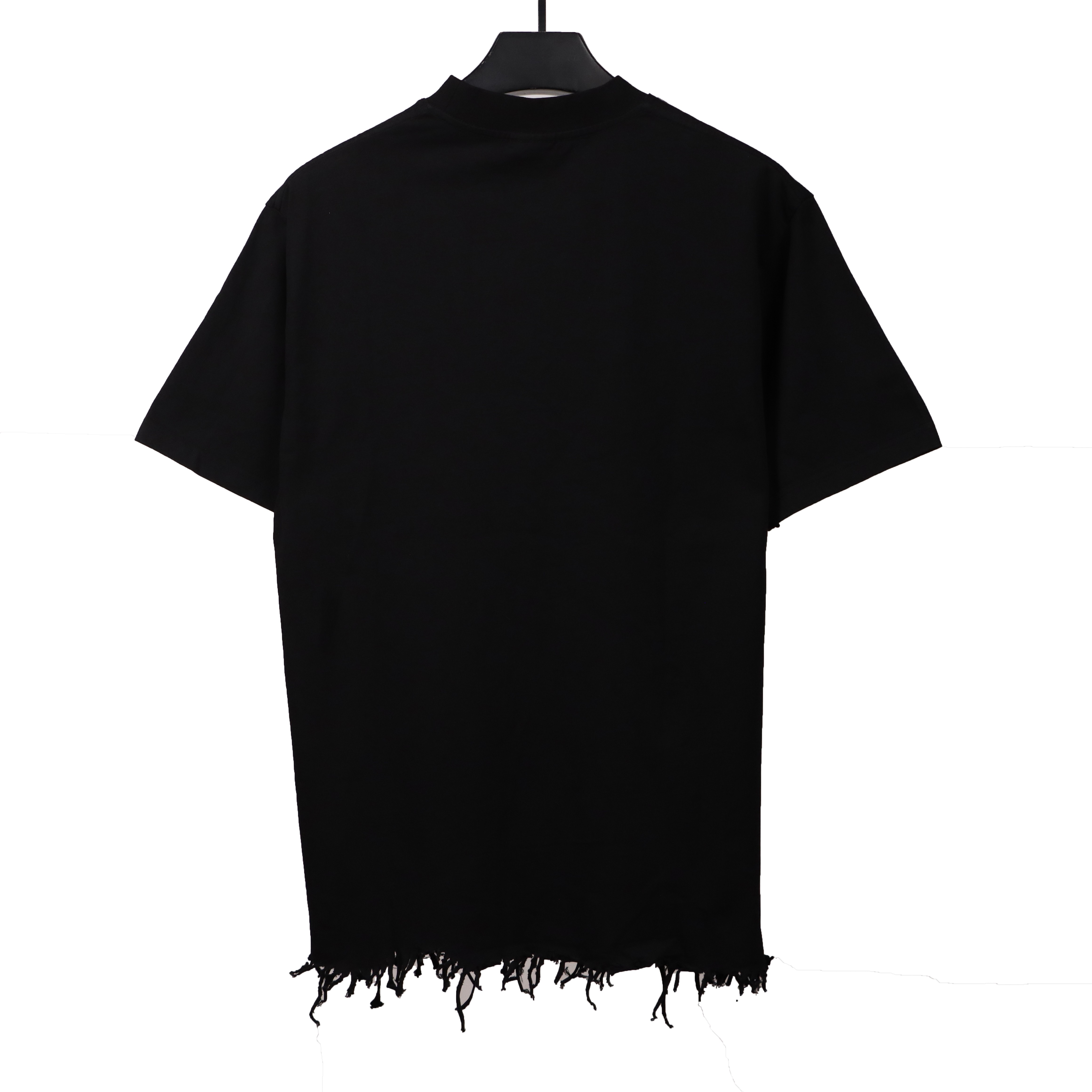Balenciaga damaged hem tassel double B embroidered T-Shirts 2