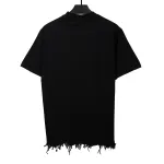 Balenciage damaged hem tassel double B embroidered T-Shirts 2