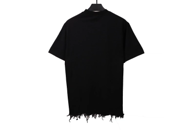 Balenciaga damaged hem tassel double B embroidered T-Shirts 2 02