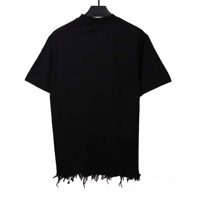 Balenciaga damaged hem tassel double B embroidered T-Shirts 2 02