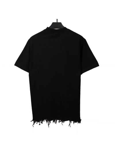 Balenciaga damaged hem tassel double B embroidered T-Shirts 2 02