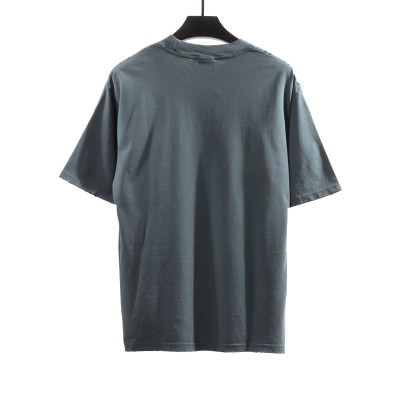  Balenciage Distressed Washed Sunset Tower T-Shirts Blue 02