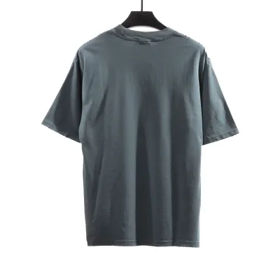 Balenciage Distressed Washed Sunset Tower T-Shirts Blue 02