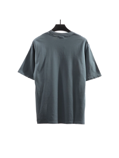 Balenciaga Distressed Washed Sunset Tower T-Shirts Blue 02
