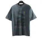  Balenciage Distressed Washed Sunset Tower T-Shirts Blue