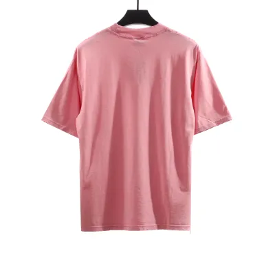  Balenciage Distressed Washed Sunset Tower T-Shirts Pink 02