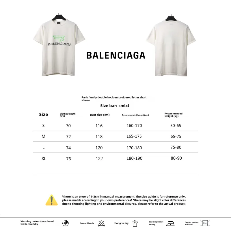 Balenciage double hook embroidered letter T-shirts