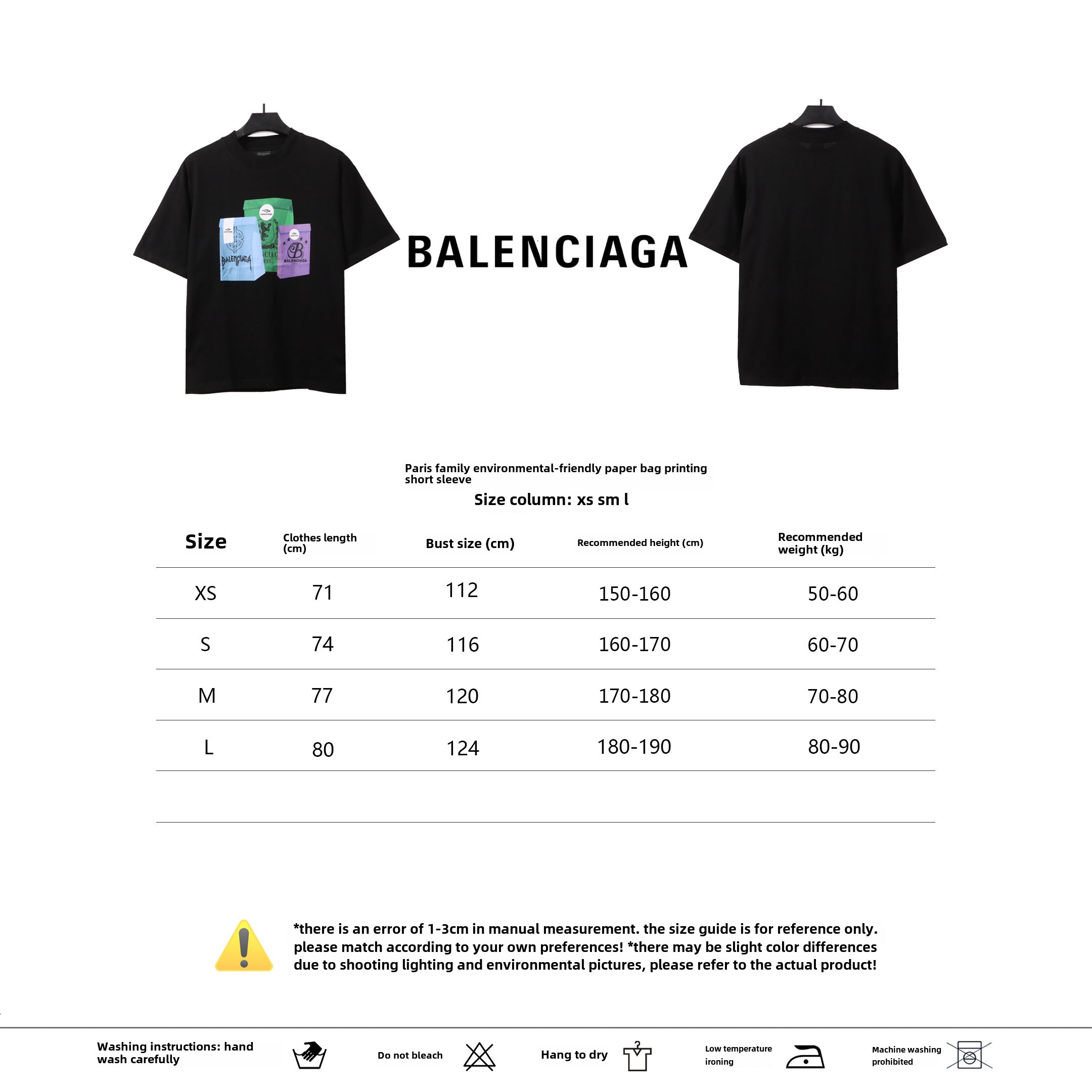  Balenciaga eco-friendly paper print T-Shirts black