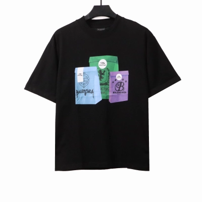  Balenciage eco-friendly paper print T-Shirts black 01