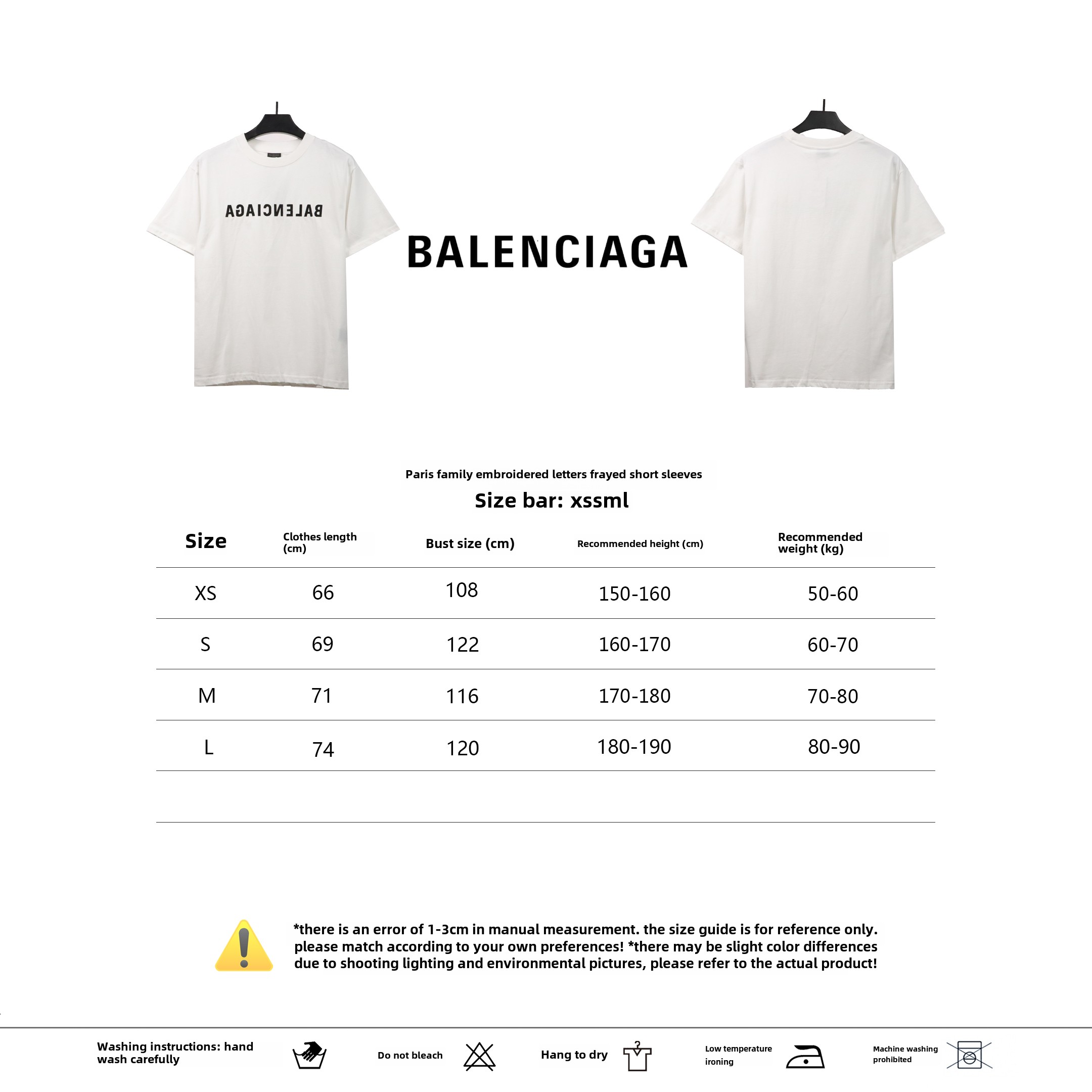 Balenciaga embroidered letter worn T-Shirts 1