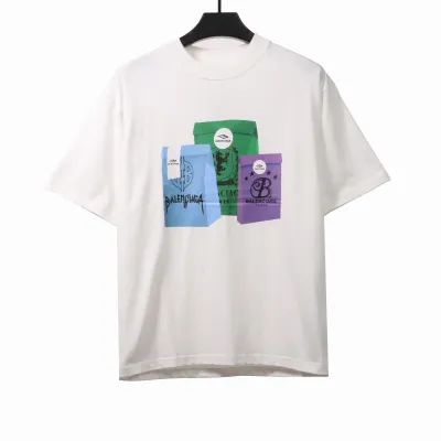  Balenciage environmentally friendly paper print T-shirts white 01