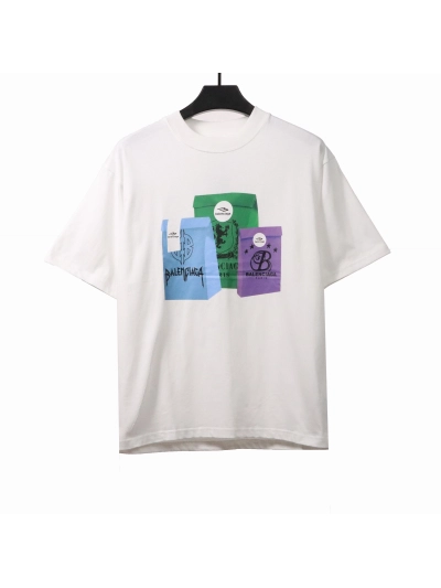 Balenciaga environmentally friendly paper print T-shirts white 01