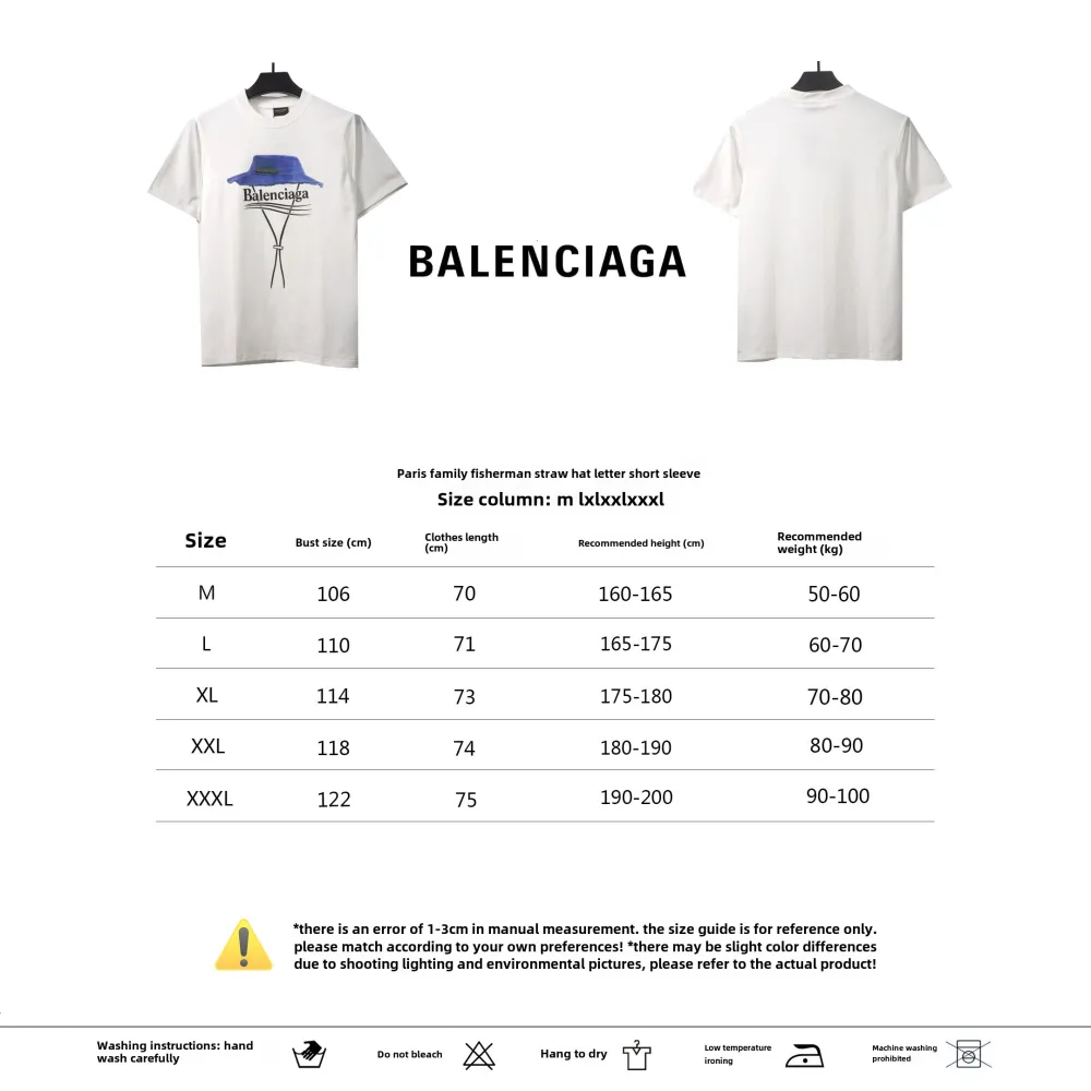  Balenciage fisherman straw hat letter T-ShirtsC