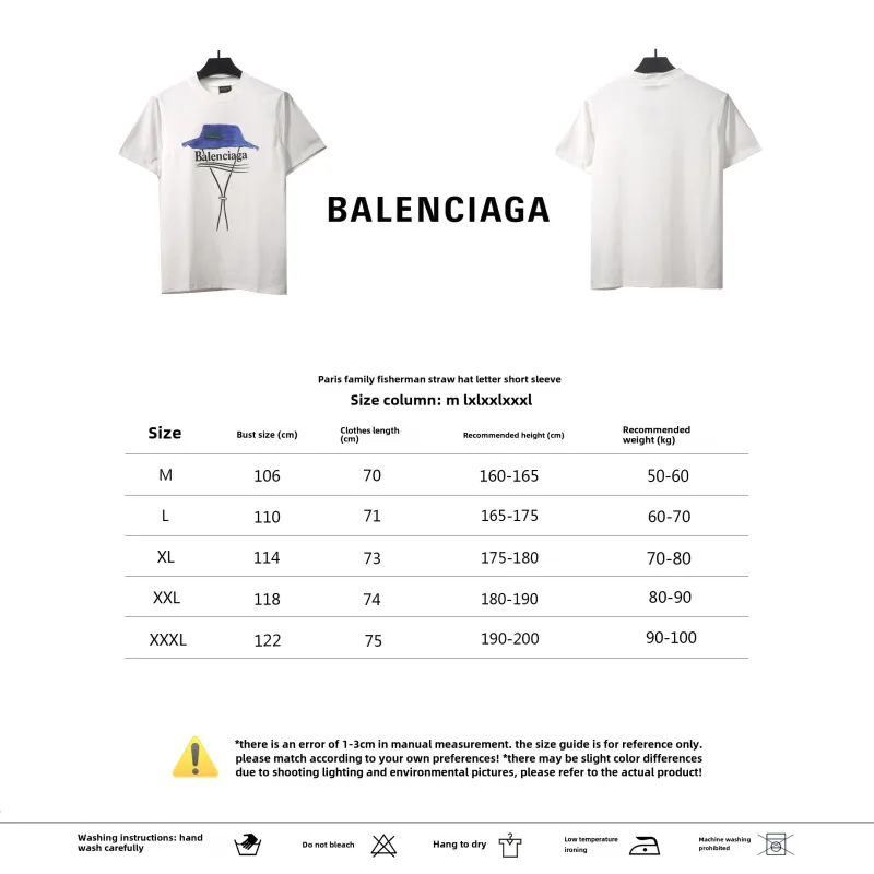  Balenciage fisherman straw hat letter T-ShirtsC