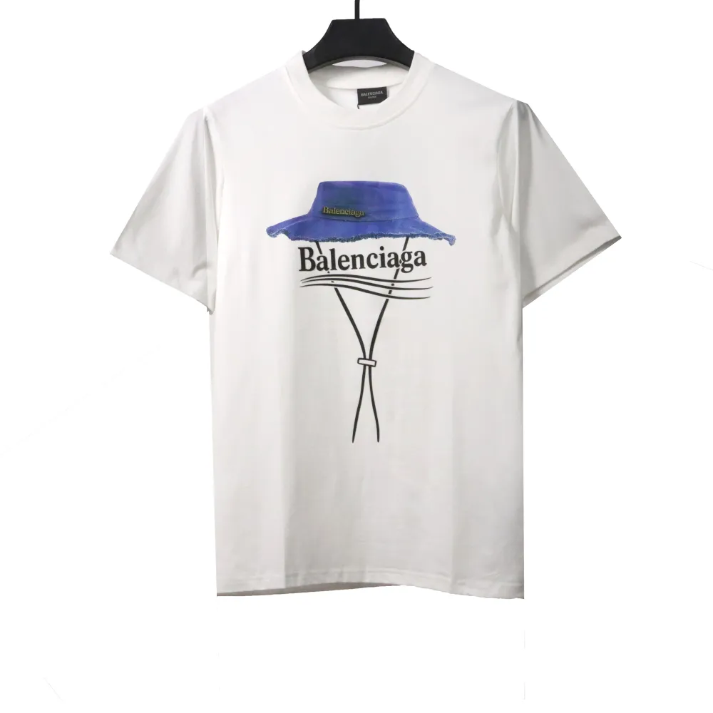  Balenciage fisherman straw hat letter T-ShirtsC