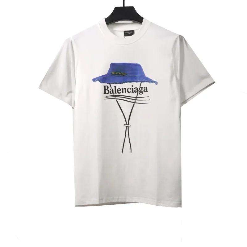  Balenciage fisherman straw hat letter T-ShirtsC