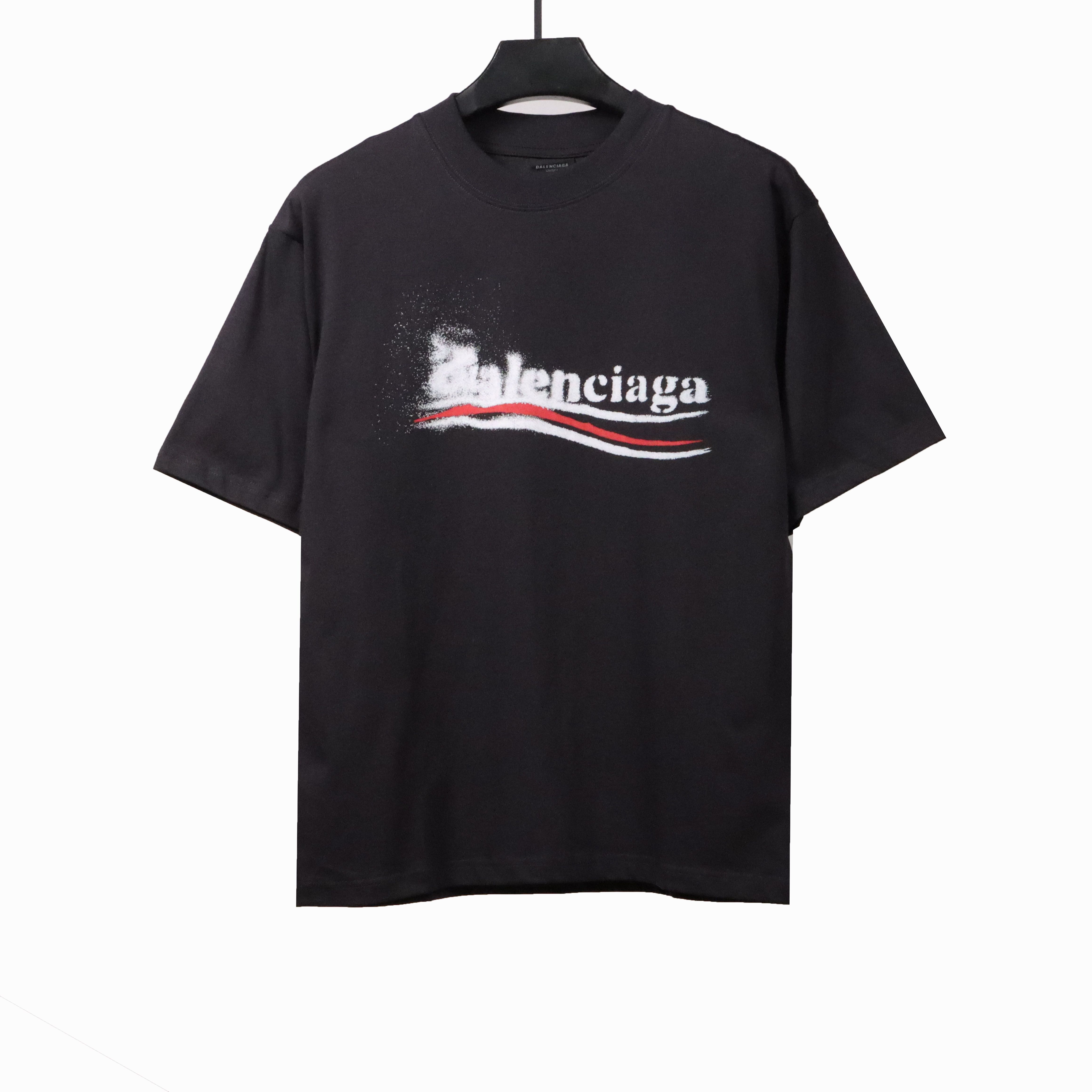 Balenciaga fuzzy cola print T-shirts dark blue
